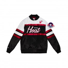 Miami Heat Satijnen Jasje - - Speciaal Script - Mitchell and Ness
